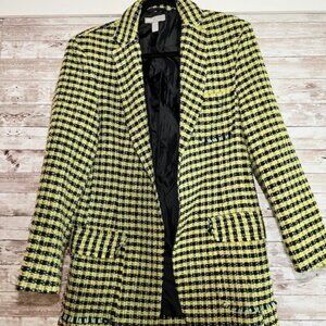 "Cher" Oversized Tweed/Knit Blazer, Size US 4